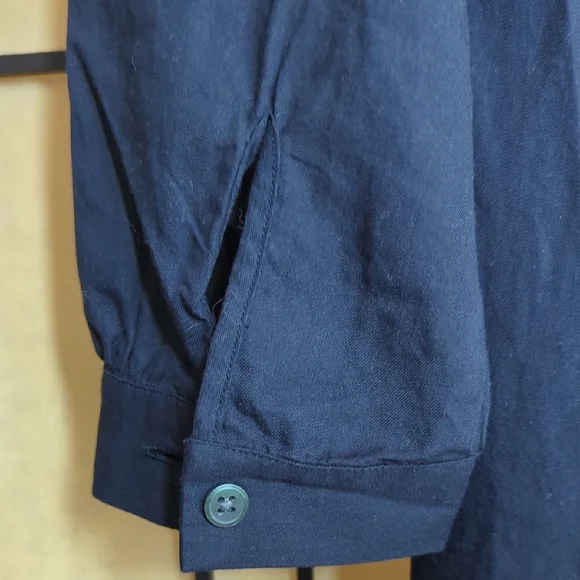 Ines De La Fressange X  Uniqlo Black twill Cotton Collarless Pintuck Dress - Picture 3 of 8